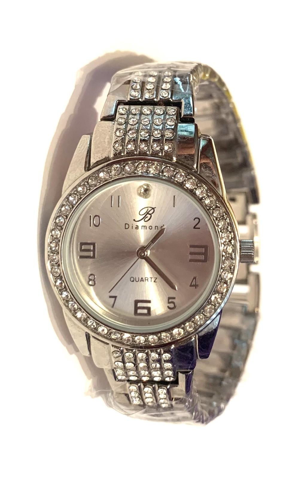 B Diamond Burgi Women’s Fashion Watch Silver Tone Faux Jewels BTV075 Needs Batt