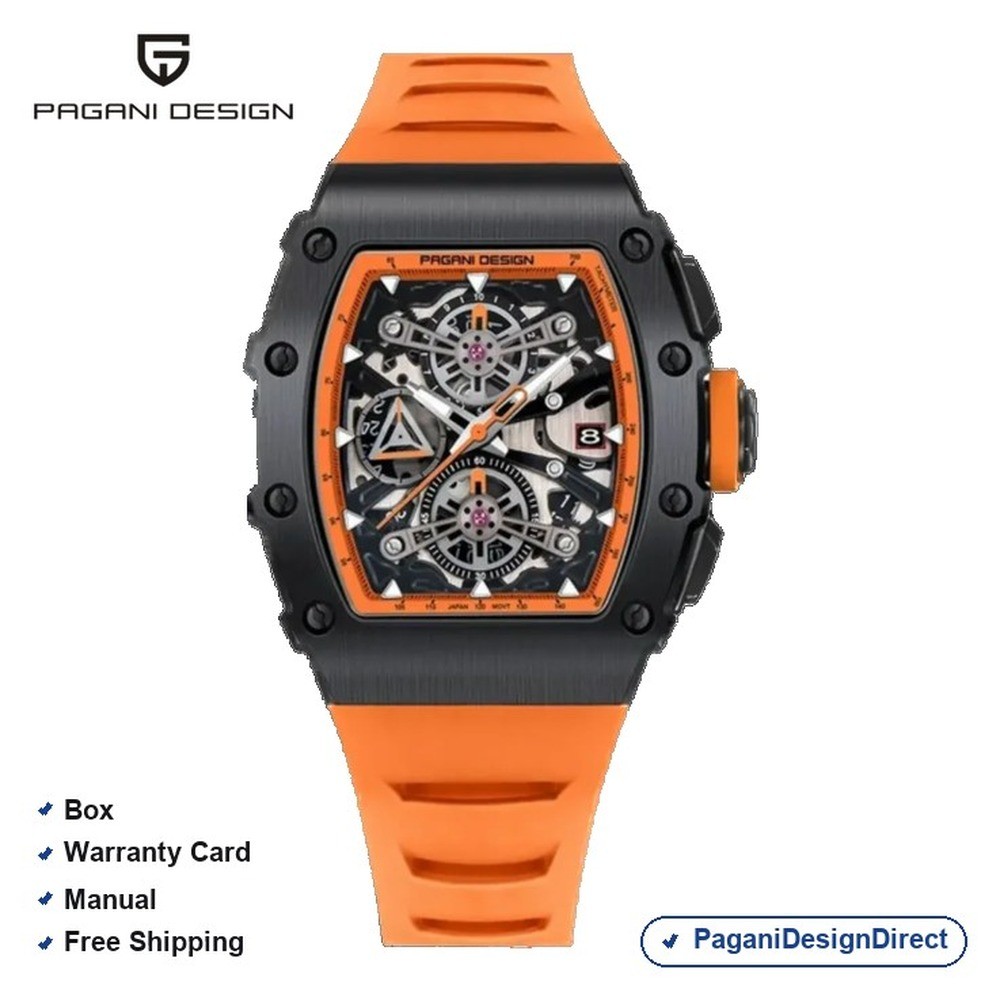 Pagani Design PD-YS011 Black Orange Chronograph Rubber Automatic Men’s Watch