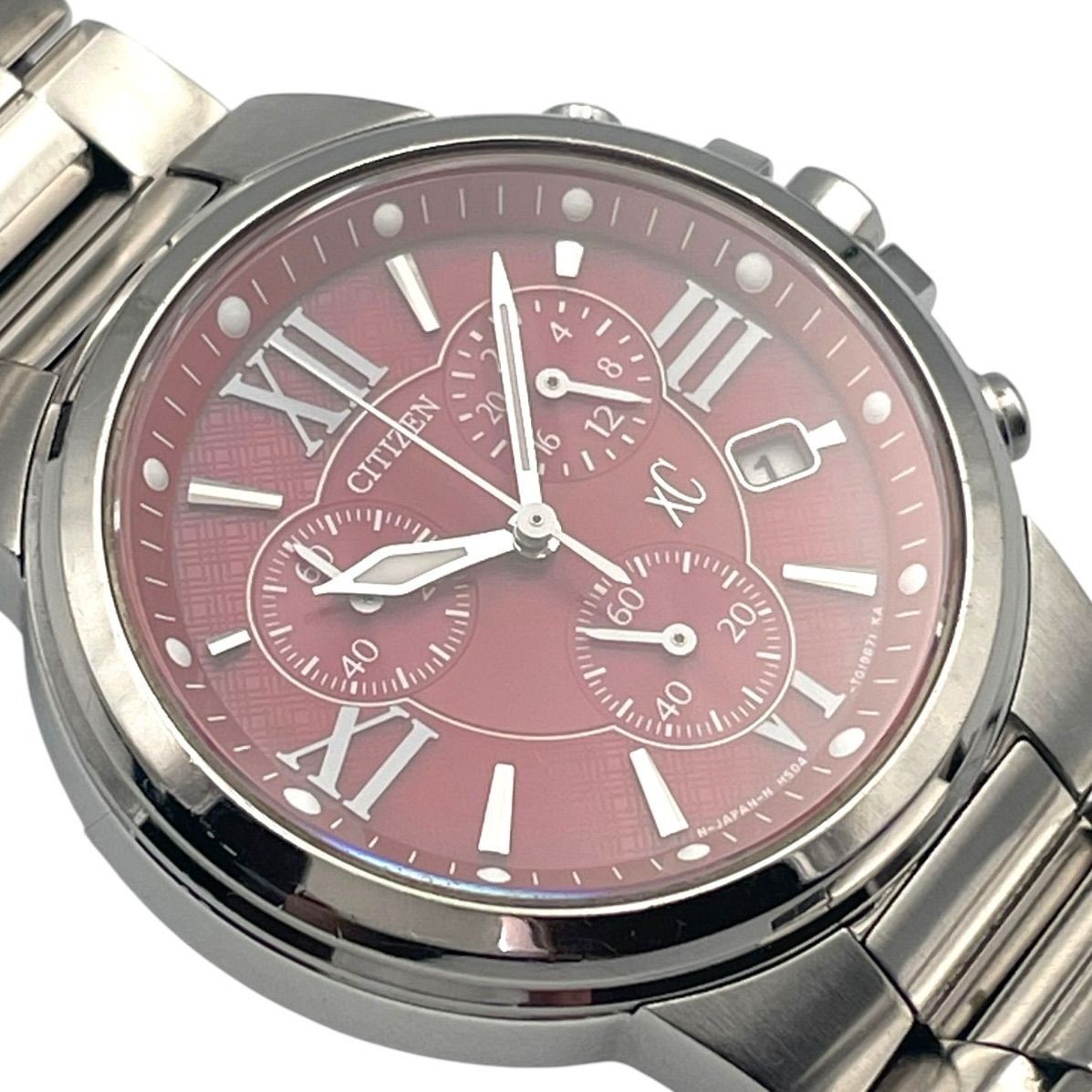 CITIZEN xC Eco Drive H504-T012477 Chronograph Red Dial Watch From Japan Used