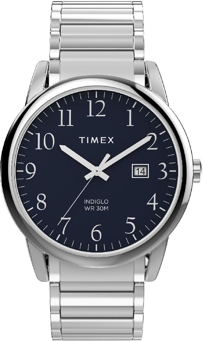 Timex TW2W52200, Easy Reader, Men’s, Silvertone Expansion, Indiglo, Date