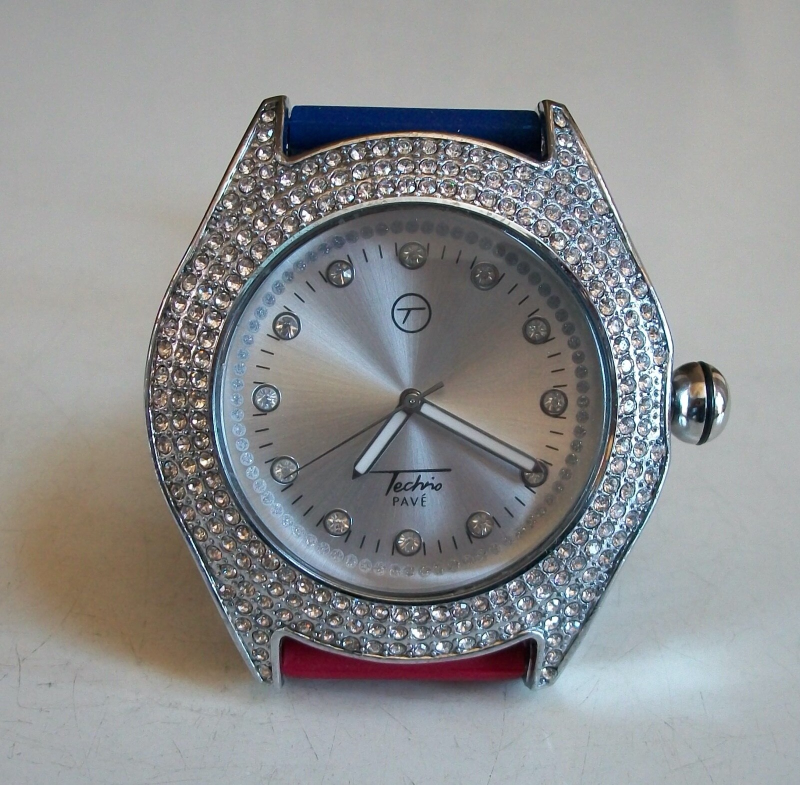 Men’s silver, red & blue silicone band fashion casual hip hop watch