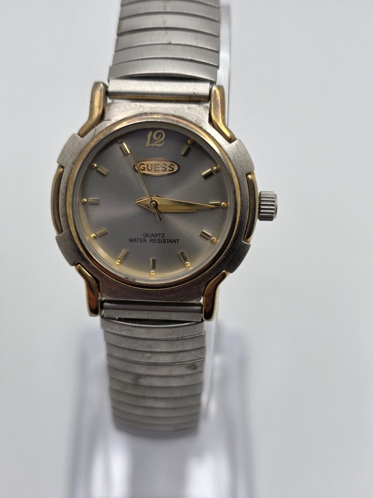 Vintage Guess Women’s Quartz Watch 99609 Gray Dial Two Tone Expansion Band