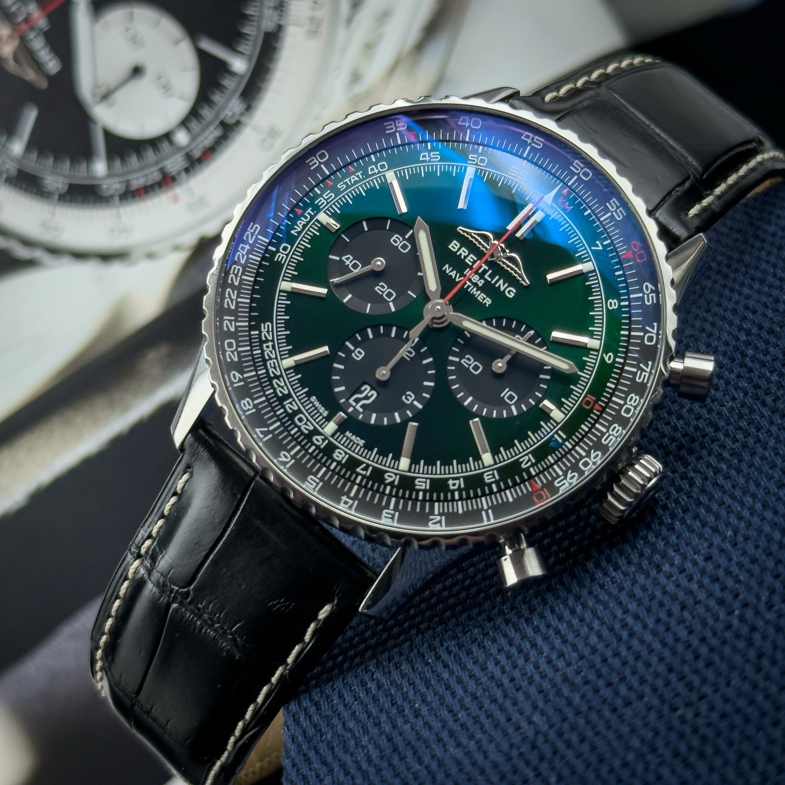 2022 Breitling Navitimer B01 46mm AB0137 Green Dial Under Warranty