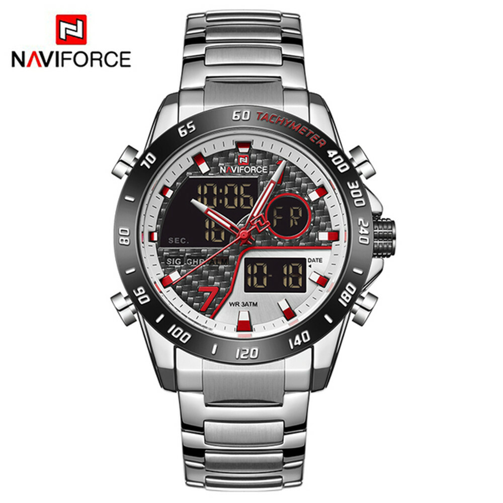 NAVIFORCE Luxury Brand Men Steel Wrist Watch Military Digital Sport LED Watches
