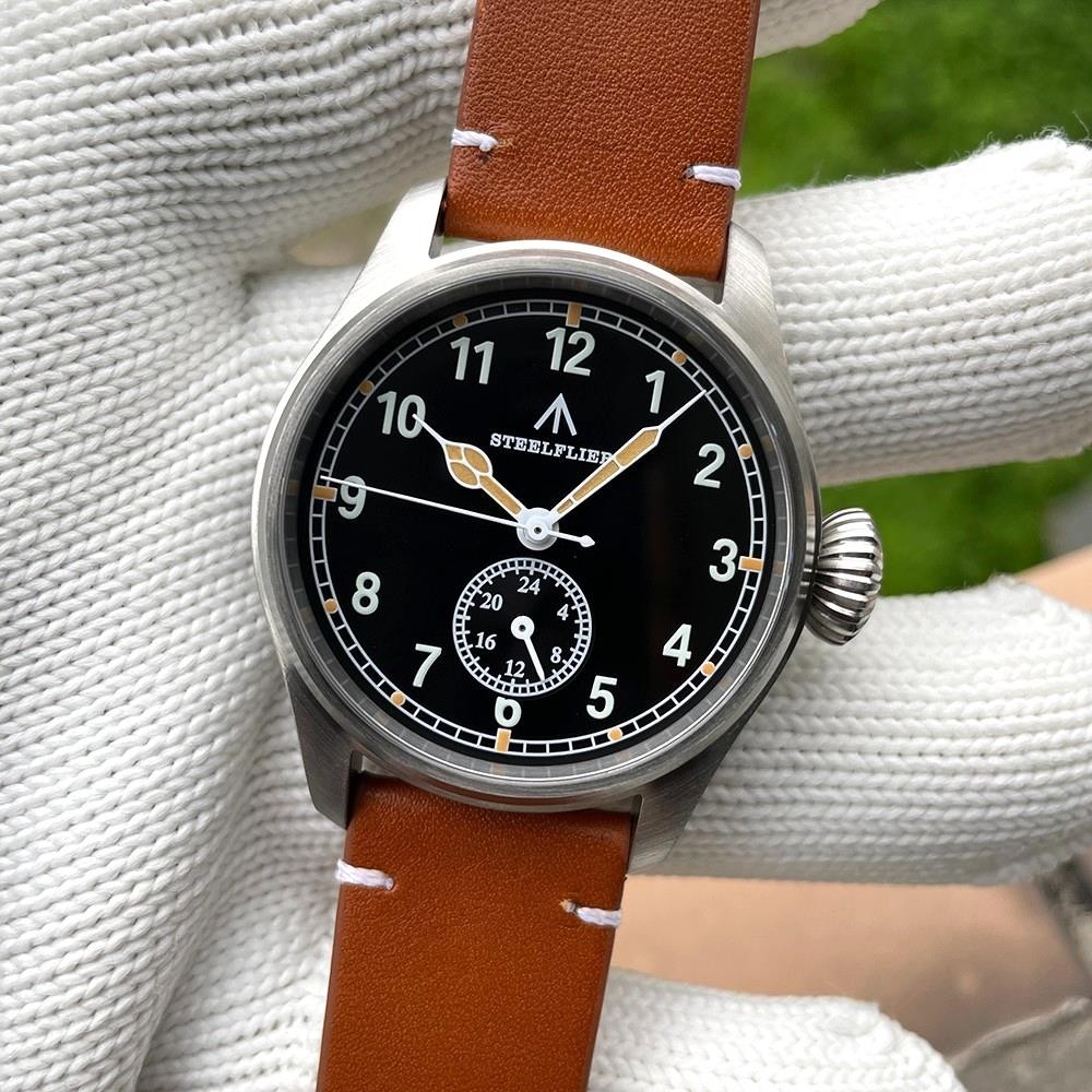 39MM STEELFLIER Pilot Quartz Men’s Watch Sapphire 200M Waterproof Leather NEW