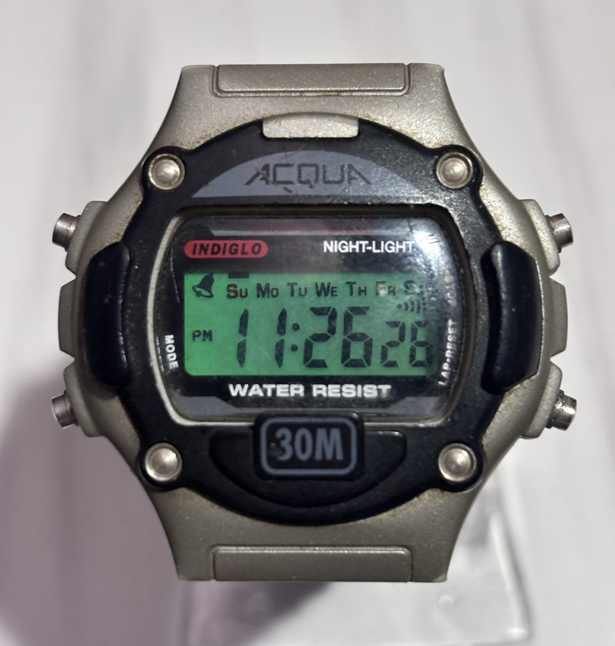 Timex Acqua Indiglo Digital Quartz 30m 39mm Green/Black Dial St.Steel Band
