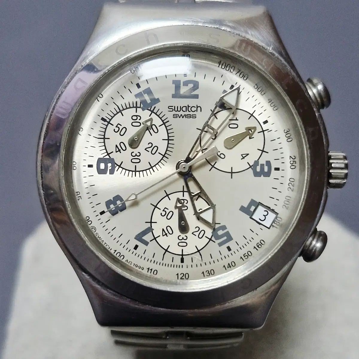99) Swatch Irony Chrono Cadmos White Watch