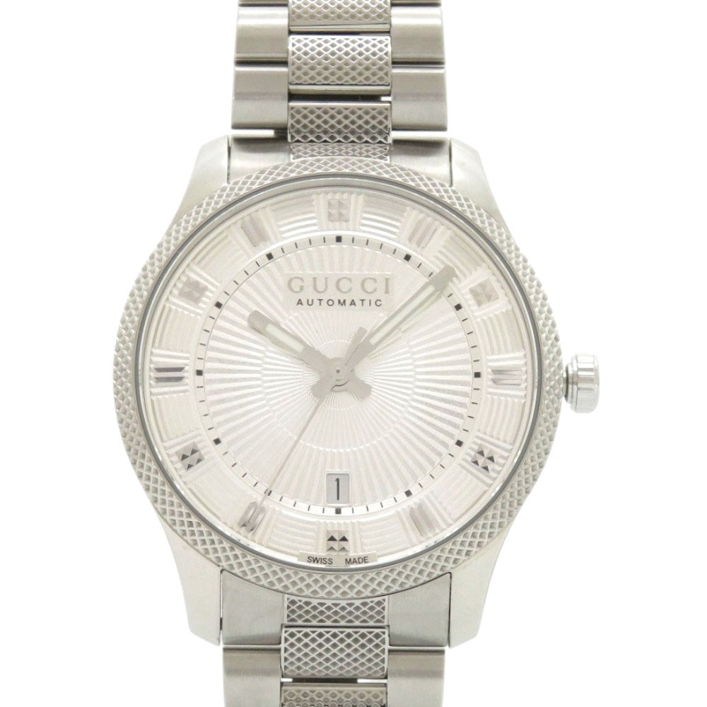 AUTHENTIC GUCCI 126.3 Eryx Date Silver SS Automatic Wristwatch