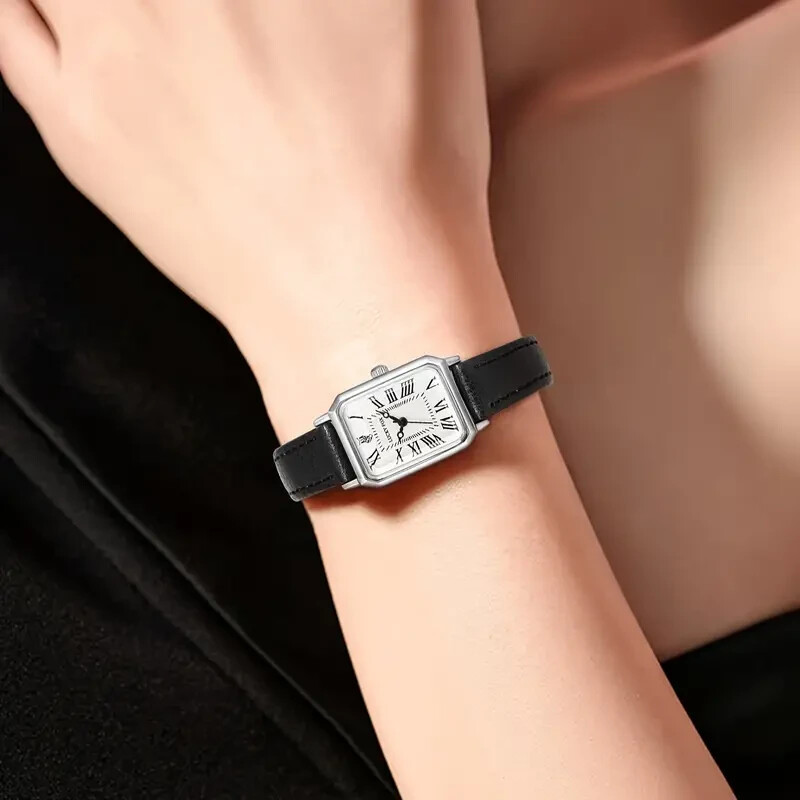 Vintage Roman Quartz Chronograph Watch Elegant Stud Strap Women Girls Gift
