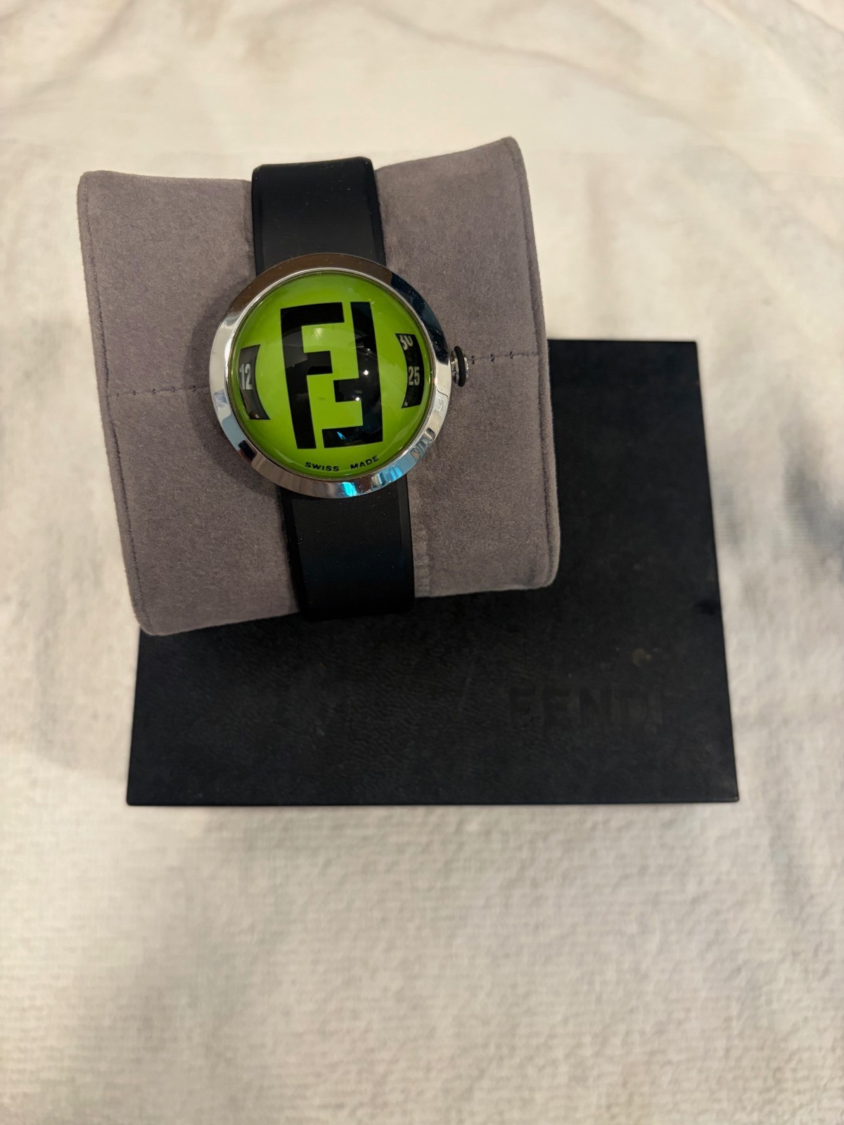 Fendi Bubble Watch 8010L Aqua Face With Rubber Black Strap – Used
