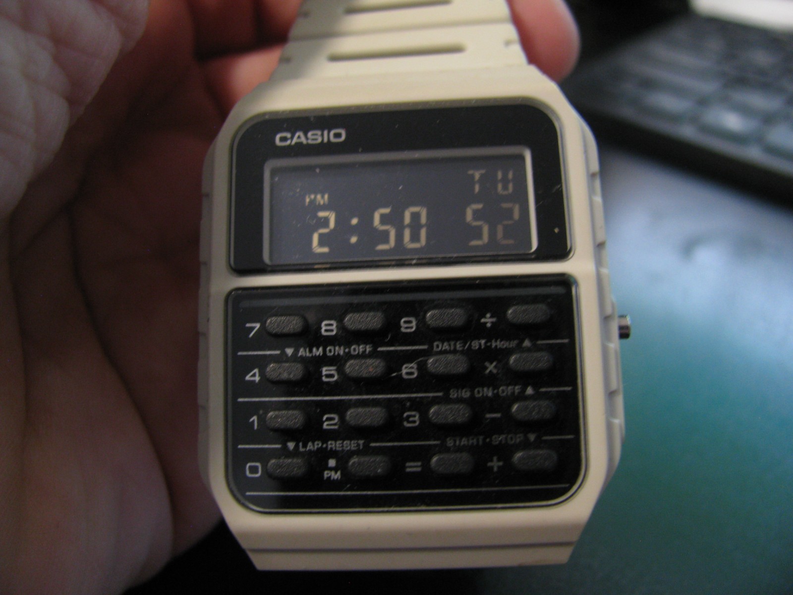 Casio CA-53W Digital Calculator Watch Alarm Stopwatch Water-Resistant Off-White