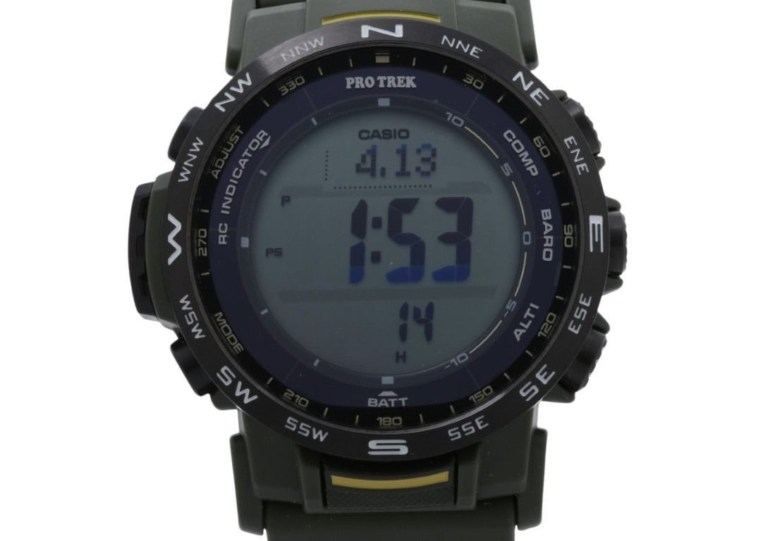 CASIO Wristwatch PRO TREK Climber Line PRW 35Y 3BJF Black Khaki Resin (Biomass)