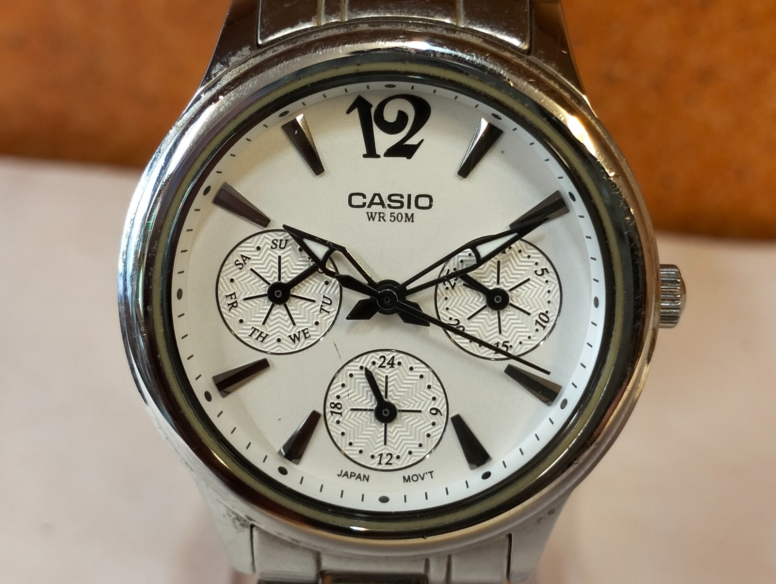 MULTIFUNCTION QUARTZ WHITE DIAL LTP-2085 JAPAN WOMEN’S FULL WORK ALL ORG.