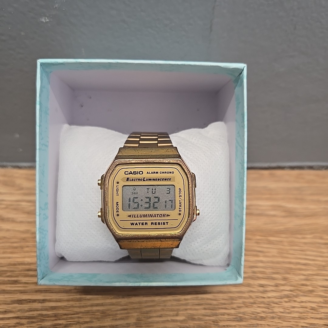 Casio A168 Vintage Illuminator Digital Watch Gold Tone Stainless Steel 34mm