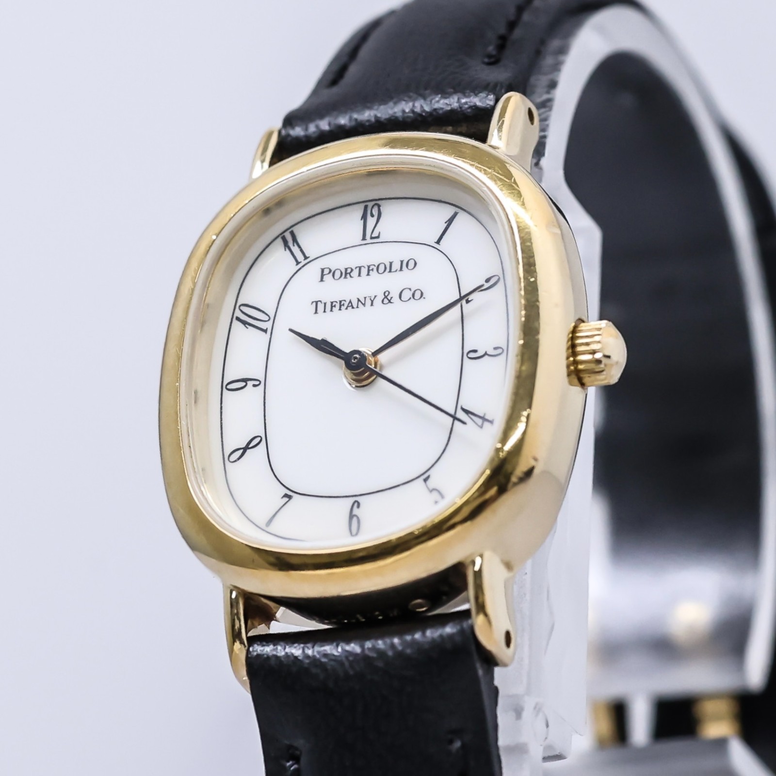 *NEAR MINT* Vintage Tiffany & Co. PORTFOLIO Quartz Gold Arabic 21mm Ladies Watch