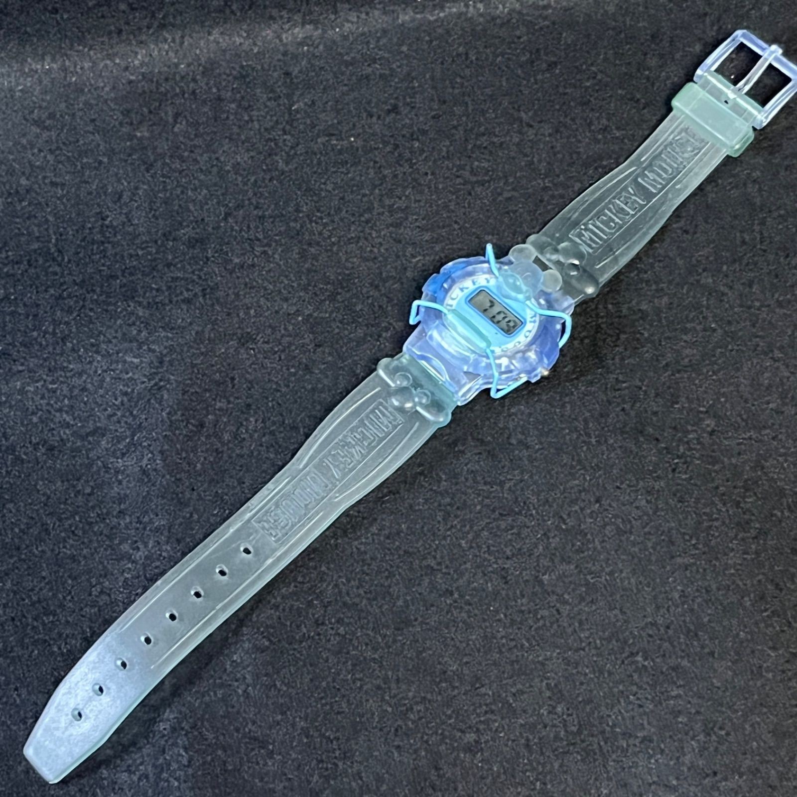 Operational Item Disney Mickey Mouse digital wristwatch light blue confirmed to