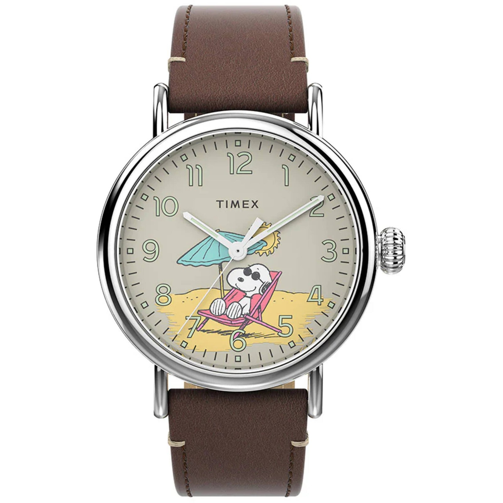 Timex Men’s Watch Standard x Peanuts White Dial Brown Leather Strap TW2V61200VQ