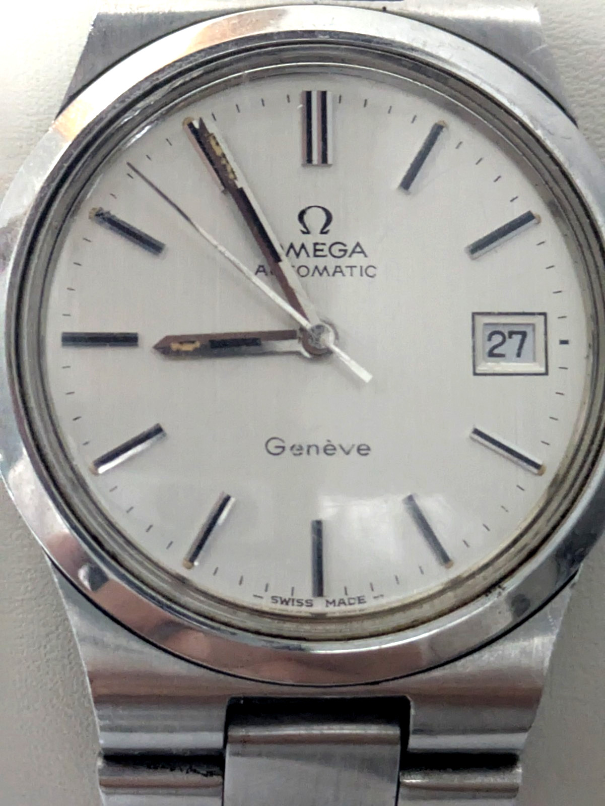VINTAGE OMEGA GENEVE AUTOMATIC DATE 166.0173 MENS 36mm WATCH SWISS MADE RUNNING