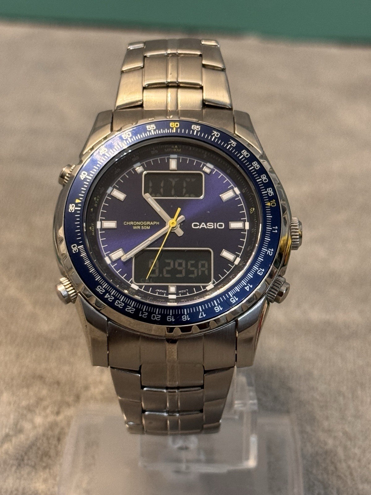 Casio Analog Digital Chronograph Men’s Watch Blue Dial Stainless Steel MTP-4700