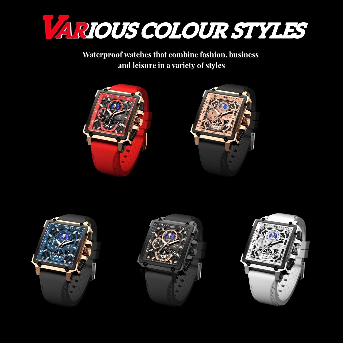 LIGE Men Watch Quartz Luminous Date Moon image 3ATM Waterproof Sport Wristwatch
