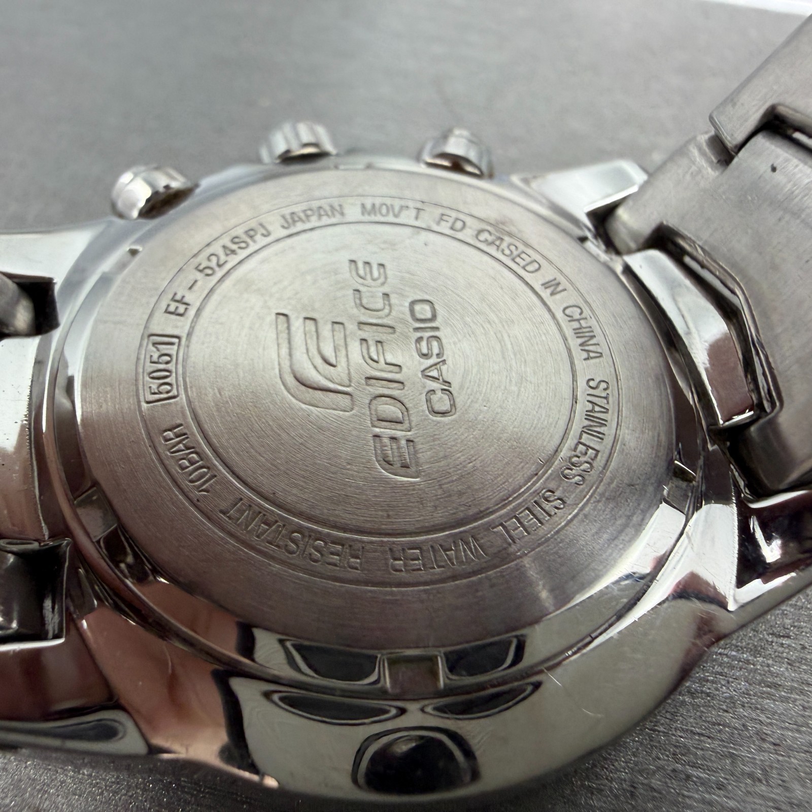 Casio Edifice Chronograph Watch Men 41mm Black Dial Steel Date EF-524 NewBattery