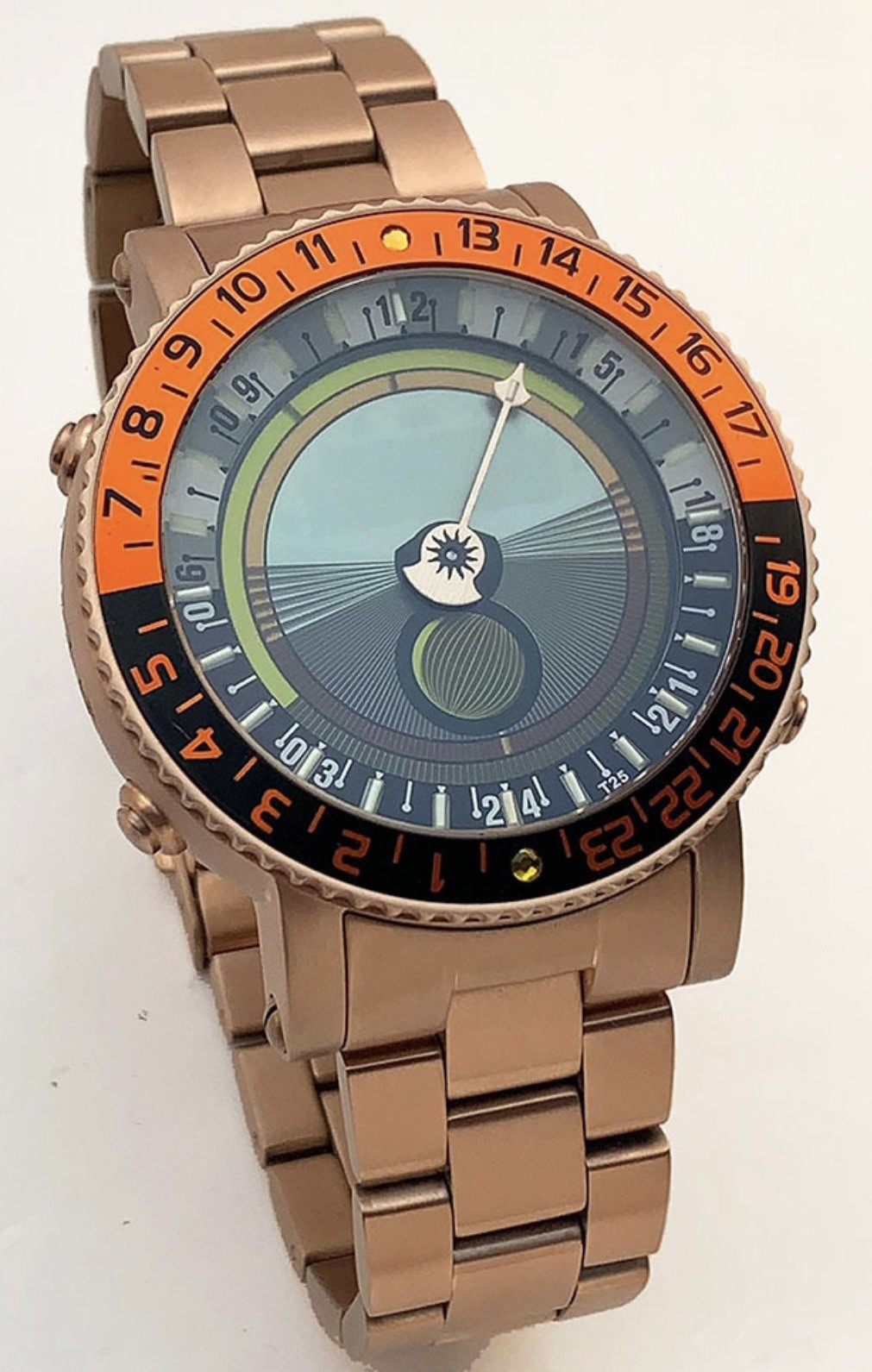 Yes World Watch 46mm V7 Titanium Watch, Moon Phase, Sunrise/set W/ Bracelet