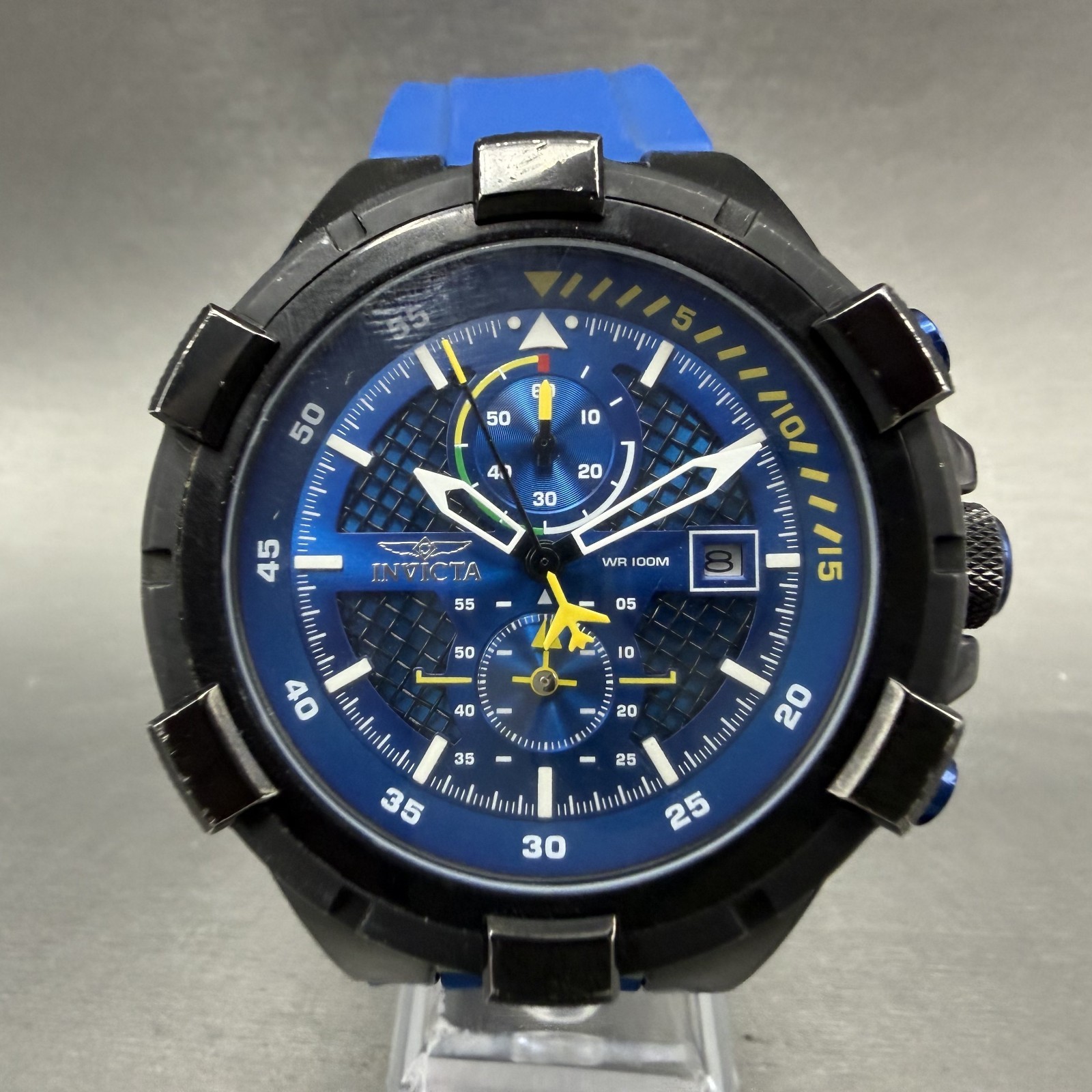 Invicta Aviator Chronograph Watch Men 49mm Blue Dial Black Date 28092 New Batt