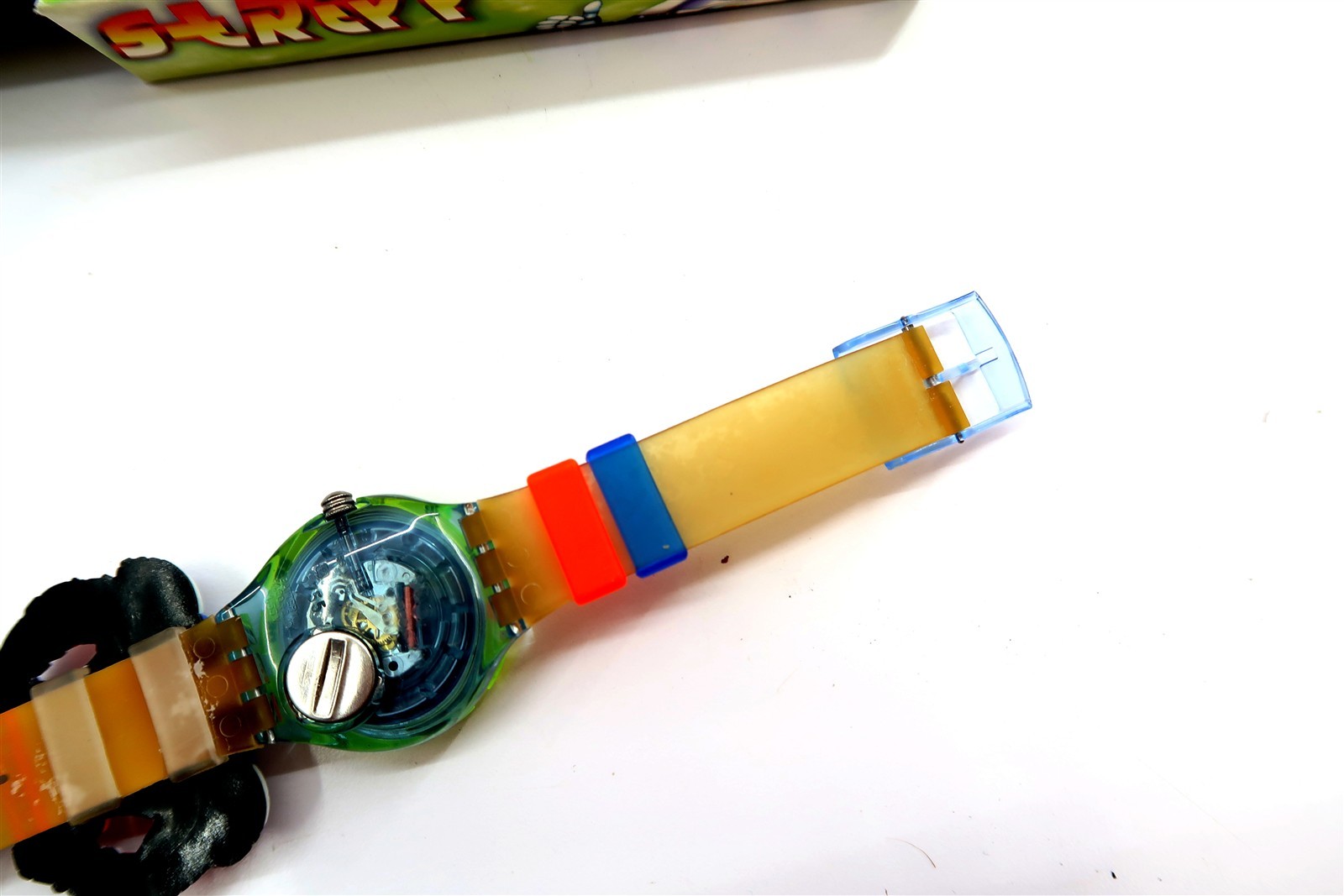Swatch Watch STRIPP SDN120 Spaceman New 1996 Box Set ~ WORKS HAS DAMAGED BAND