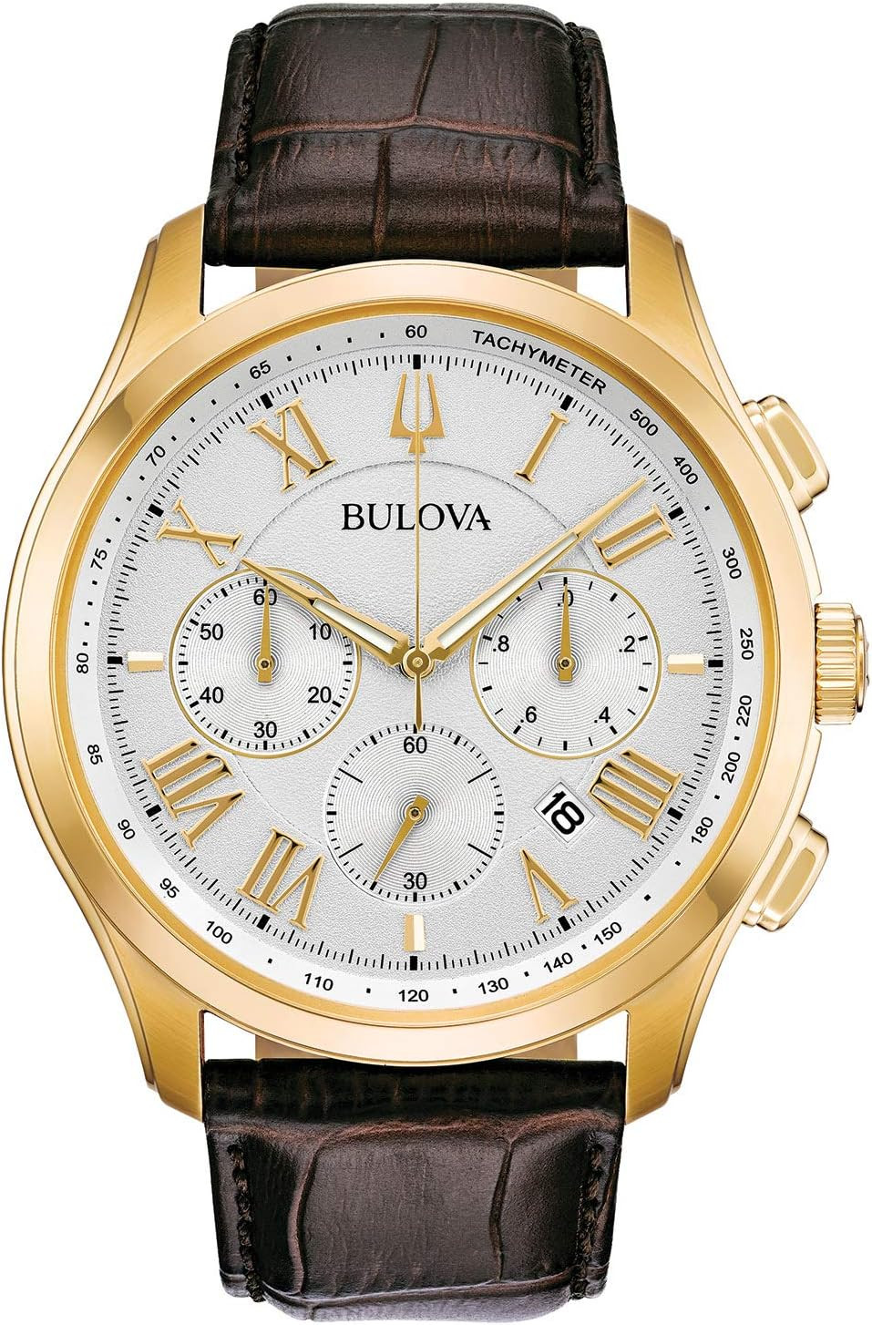 Men’s Classic Brown Leather Watch – 46.5mm Wilton Style 97B169