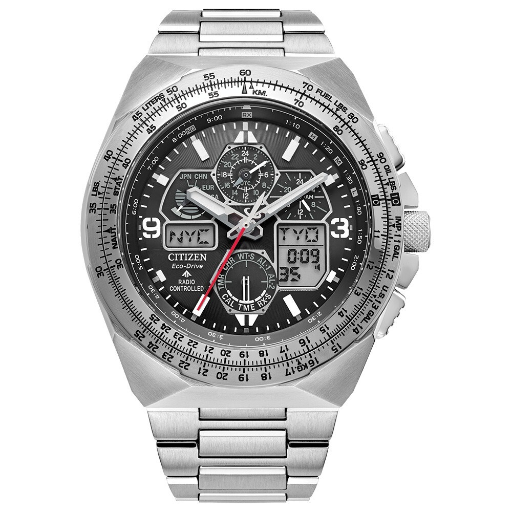 Citizen Men’s Air Chronograph Calendar Eco-Drive Silver Watch 46 MM JY8120-58E