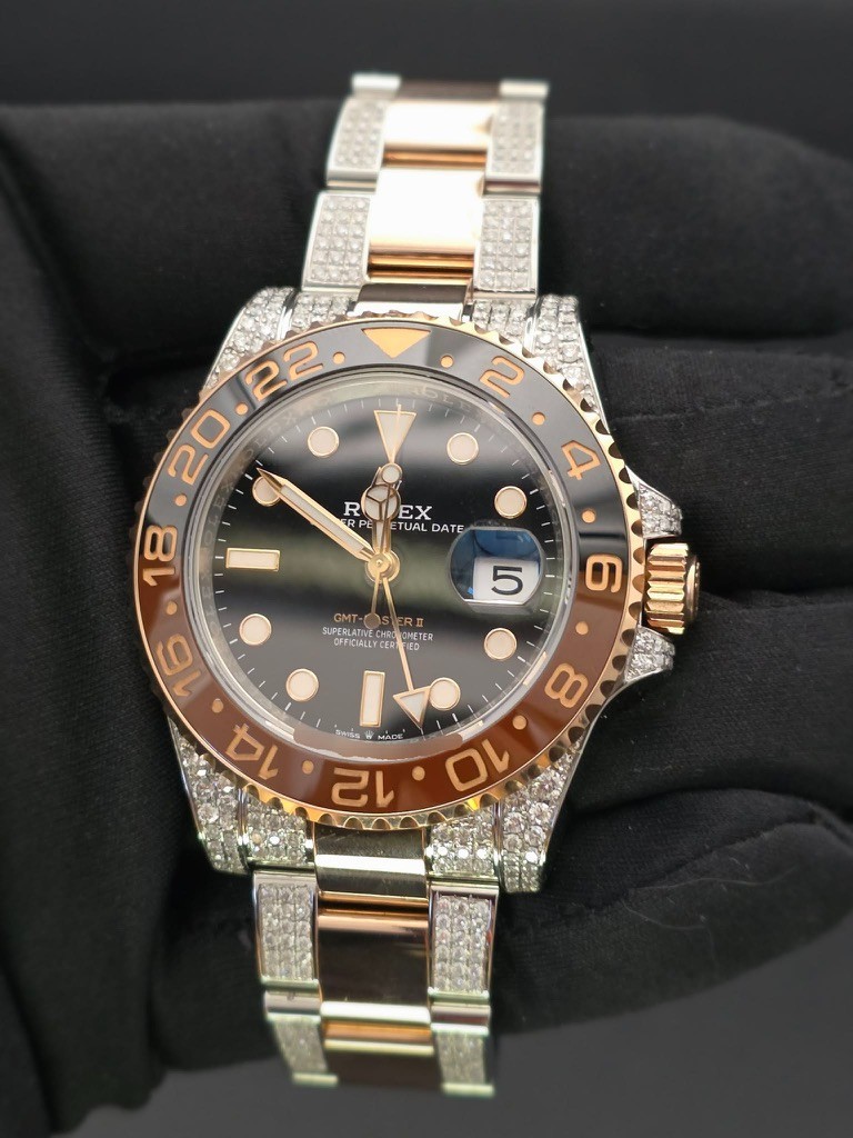 Rolex GMT-Master II Rootbeer 126711CHNR 40MM 18K w/Custom Set Diamonds