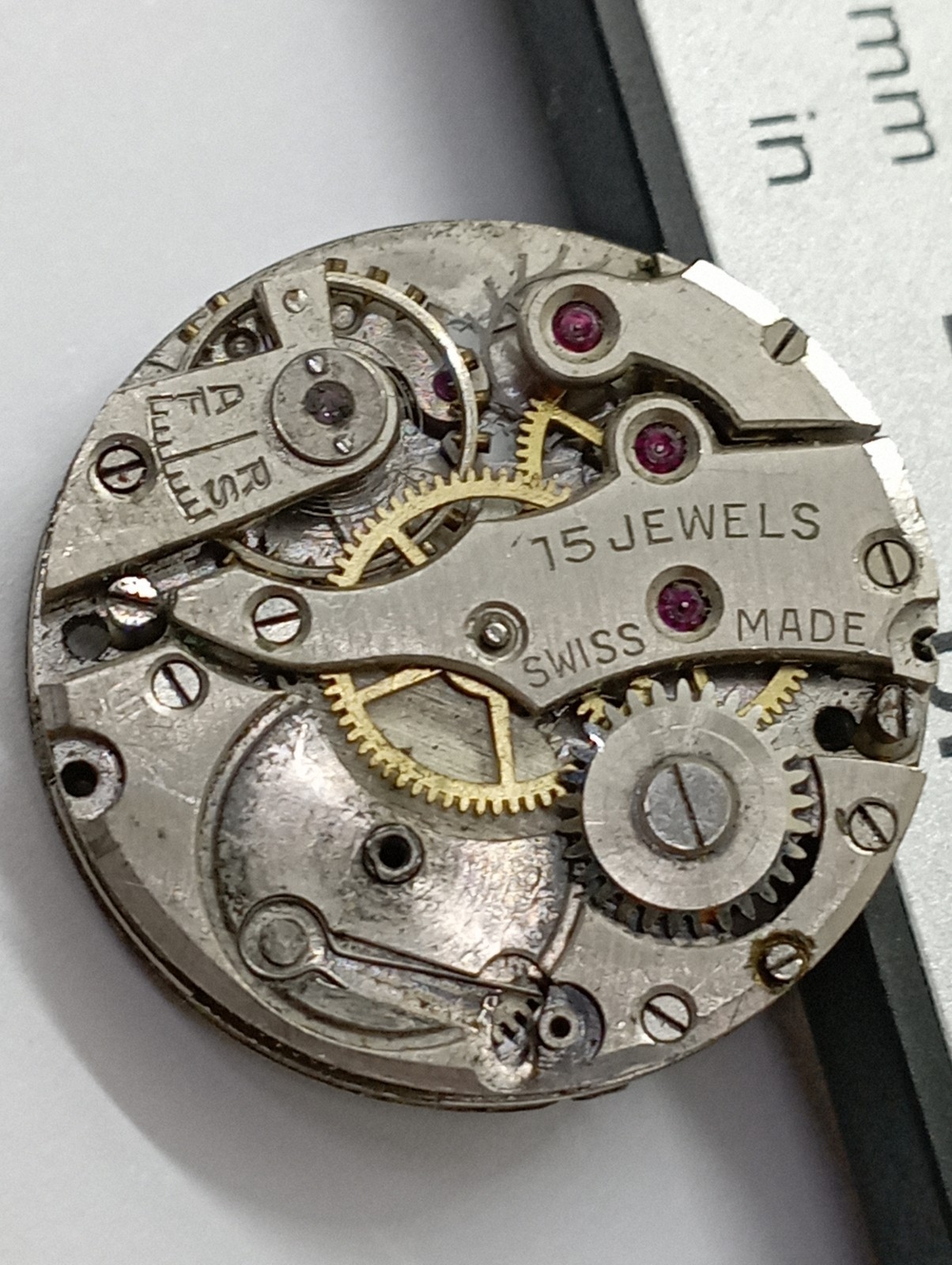Vintage TRENCH watch Movement Montre Uhren For Parts Swiss Made Sub Second