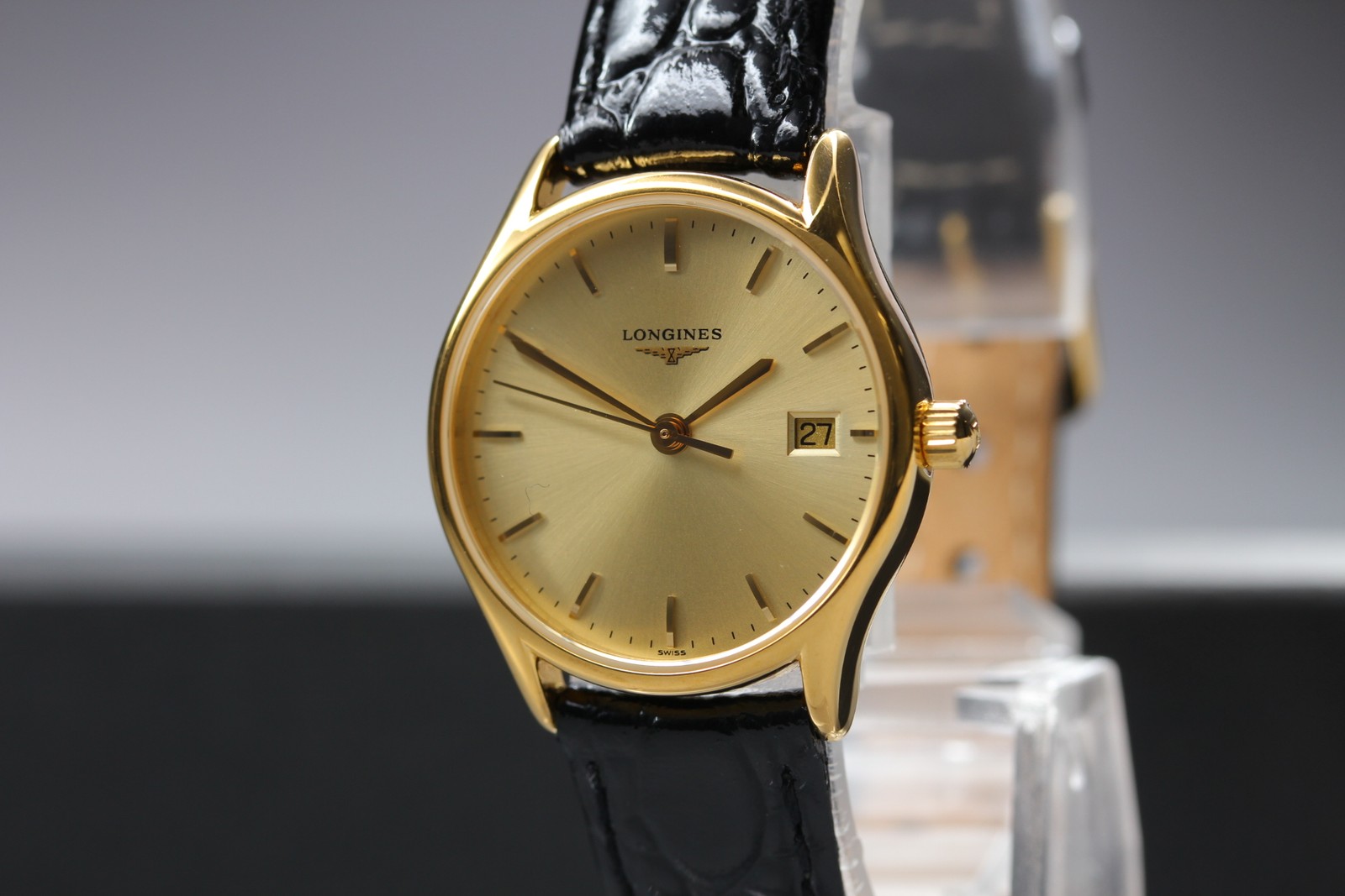 [N MINT w/ Paper] LONGINES Lyre L4.259.2 Quartz Date Gold Dial 25mm Ladies Watch