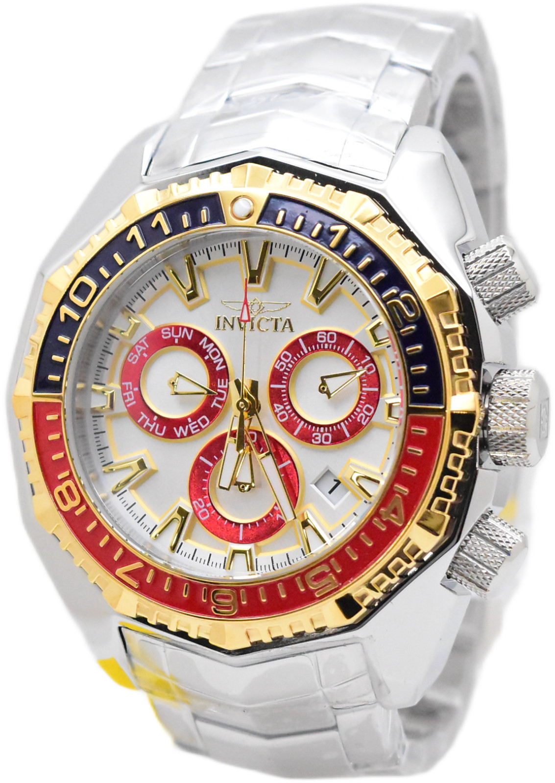 Invicta Akula Kromo Z Men’s 55mm Blue Red & Gold Swiss Chronograph Watch 49637