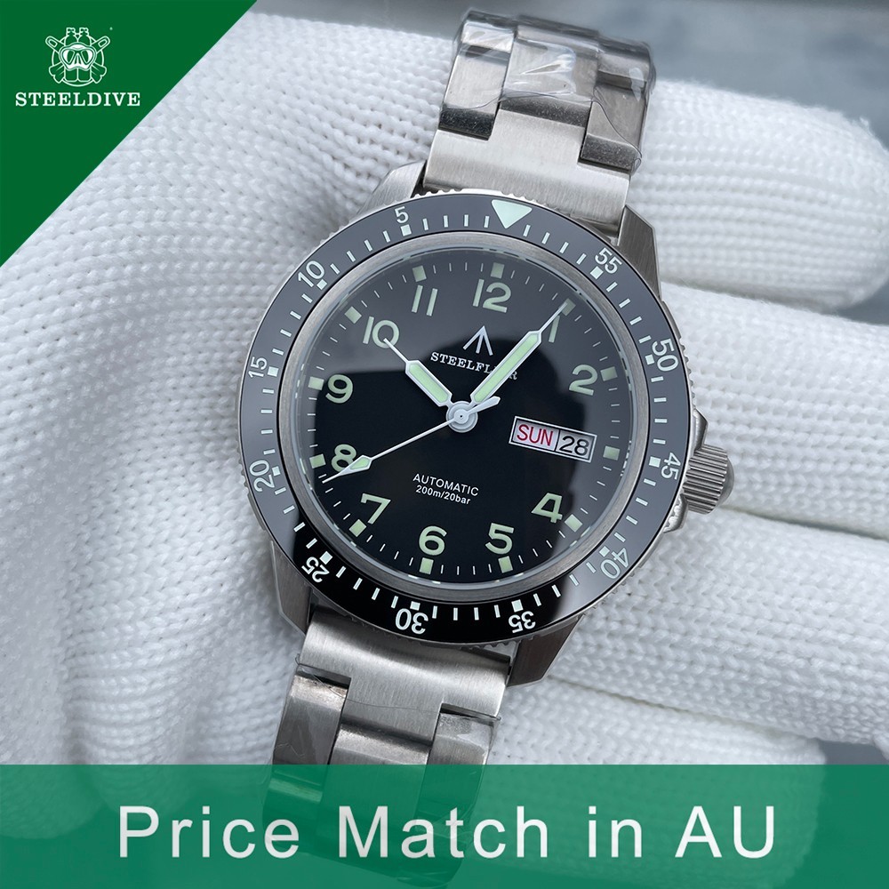 Steeldive Steelflier SF787, Pilot, NH36, Sapphire, Lume, Diver, Diving, Bracelet