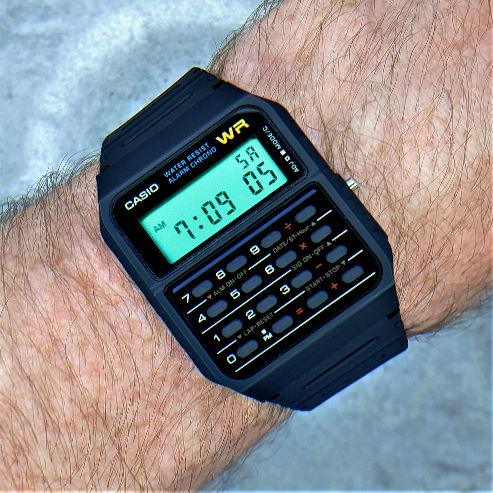 Casio Calculator Watch with Turquoise Screen Mod (CA-53W-1ER)