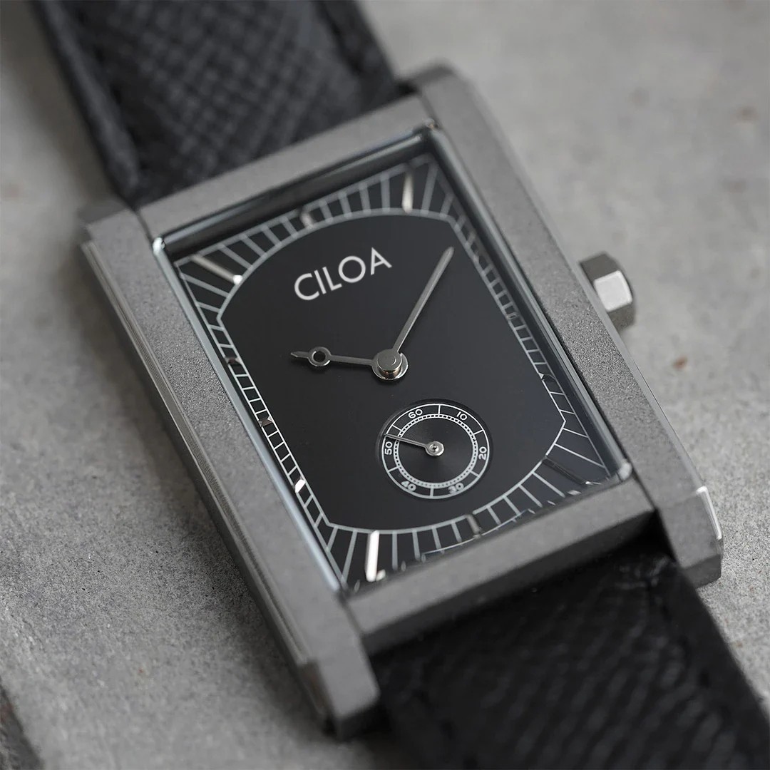 CILOA Square Men’s Luxury Tank Watch Quartz Leather Strap 3ATM Thin