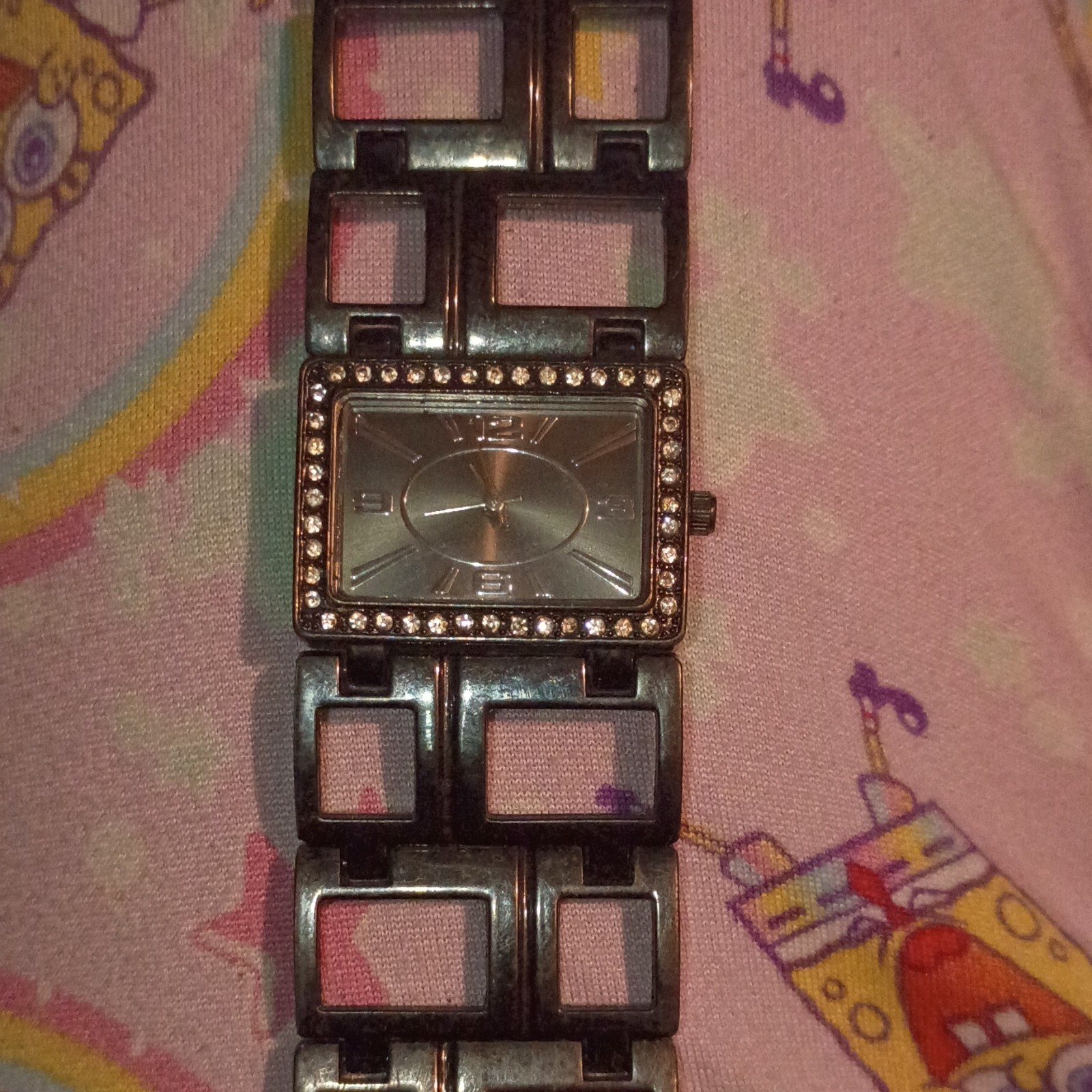 Silver Rectangular Quartz Stainless Steel Analog Wristwatch with Stick Indexes