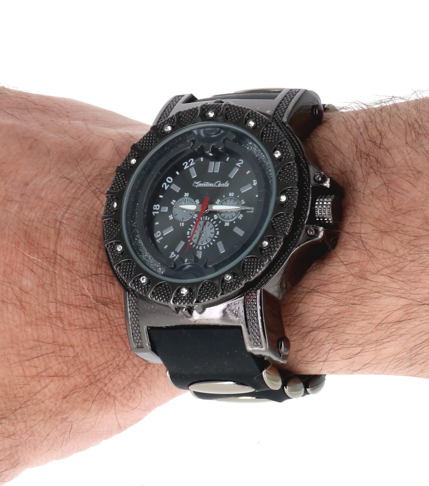 Men’s Oversize Watch Black Finish Black Silicone Band 53mm in Diameter