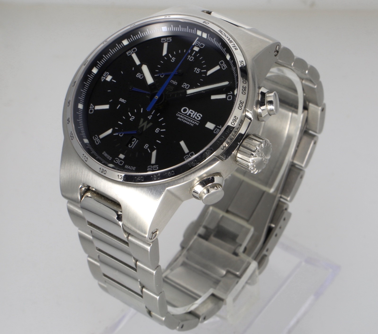 ORIS 44MM WILLIAMS 7717 AUTOMATIC CHRONOGRAPH BLACK & BLUE DIAL MENS SWISS WATCH
