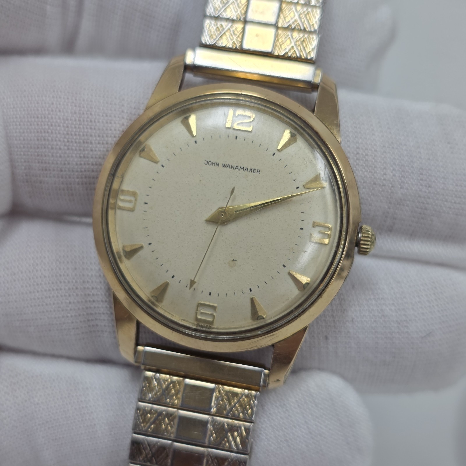 John Wanamaker Swiss Men’s 6102 Watch Arrow Second Automatic Cal AS 1580 Rare