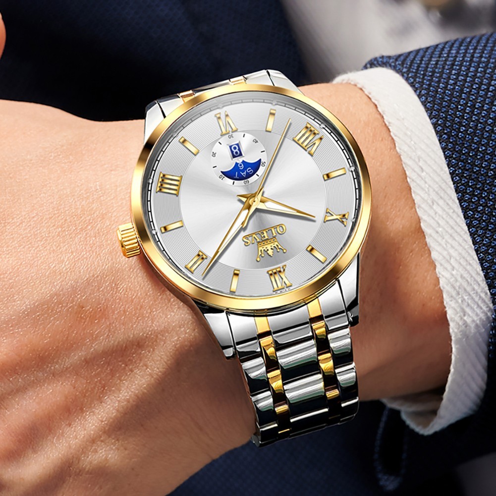 OLEVS Japan Movement Luxury Classics Male Gift Rhinestone Quartz Wristwatch 3638