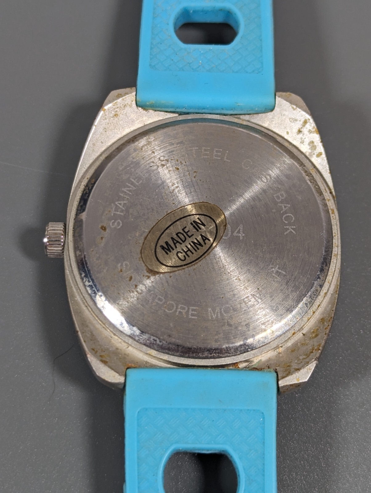 Avenue Green Dial Silver Tone Round Case Blue Band Watch 8 Inch