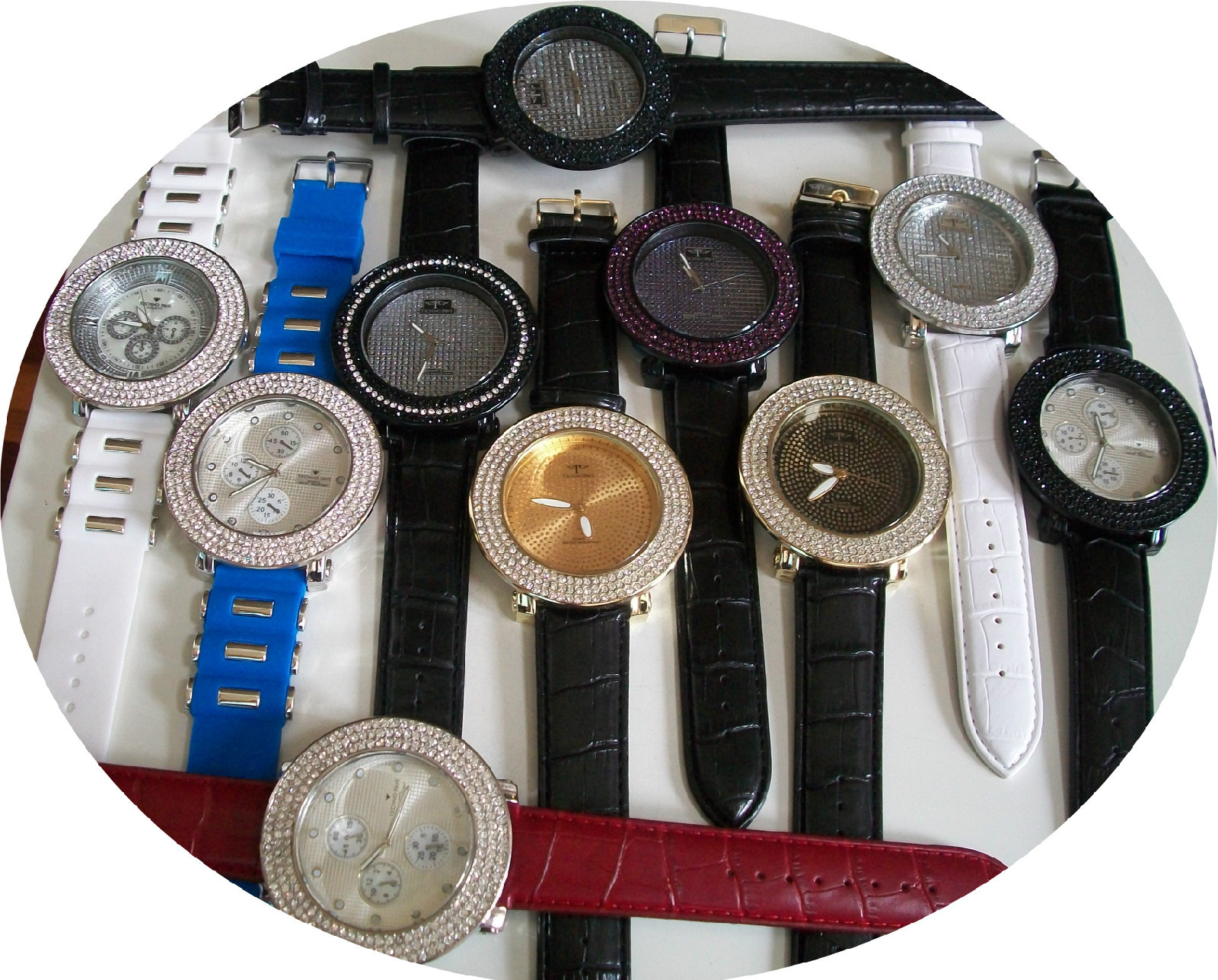 Men’s 3 Row Stone, Plain, Map Dial TECHNO PAVE Fashion Dressy Hip Hop Watch