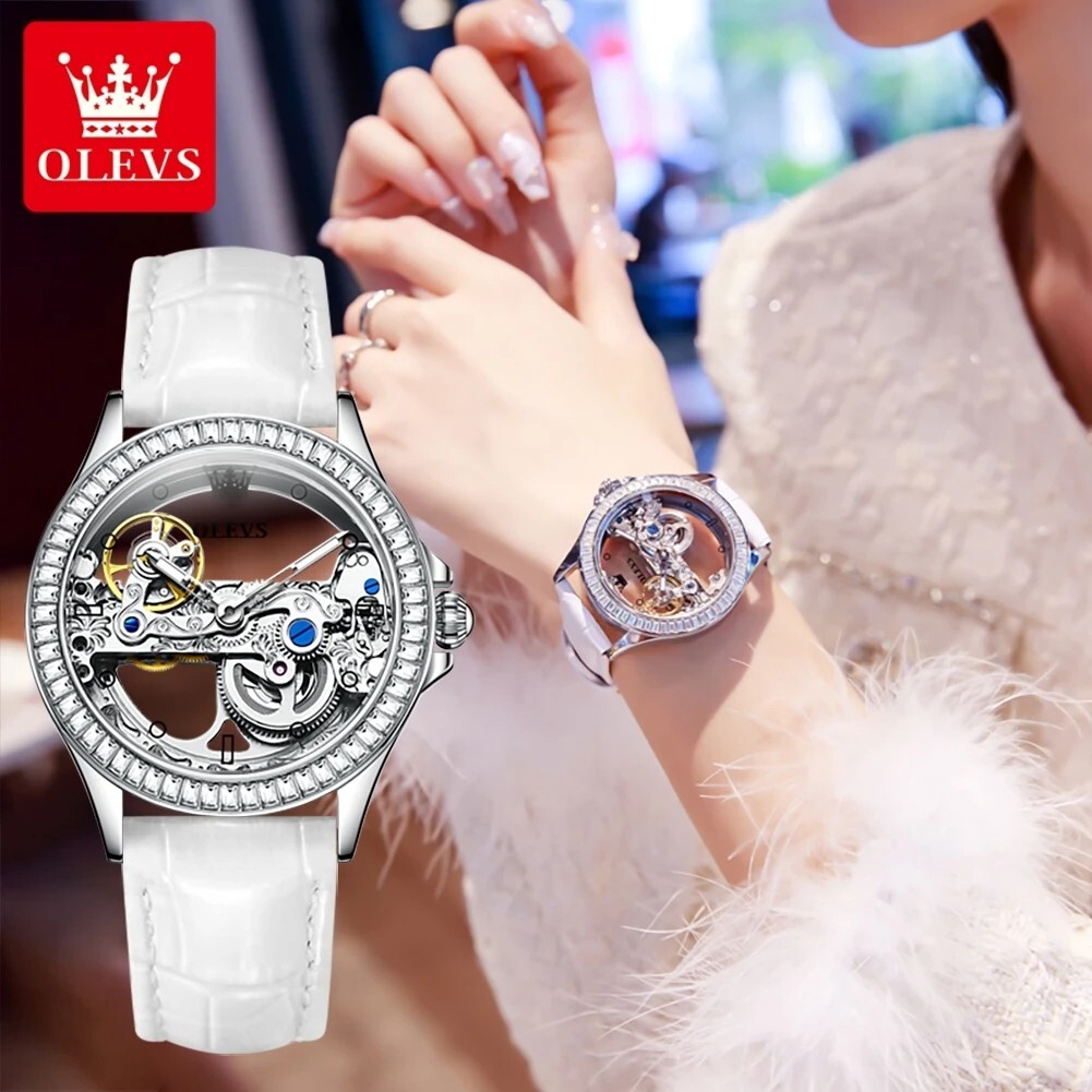 Skeletons Automatic OLEVS Fully Hollow Mechanical Mechanical Watch Women Watch