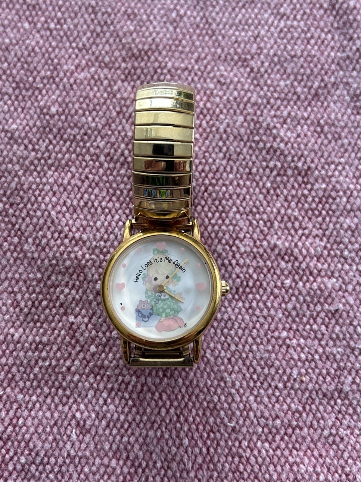 1999 Valdown Precious Moments Stainless Stretch Band Watch Needs Battery