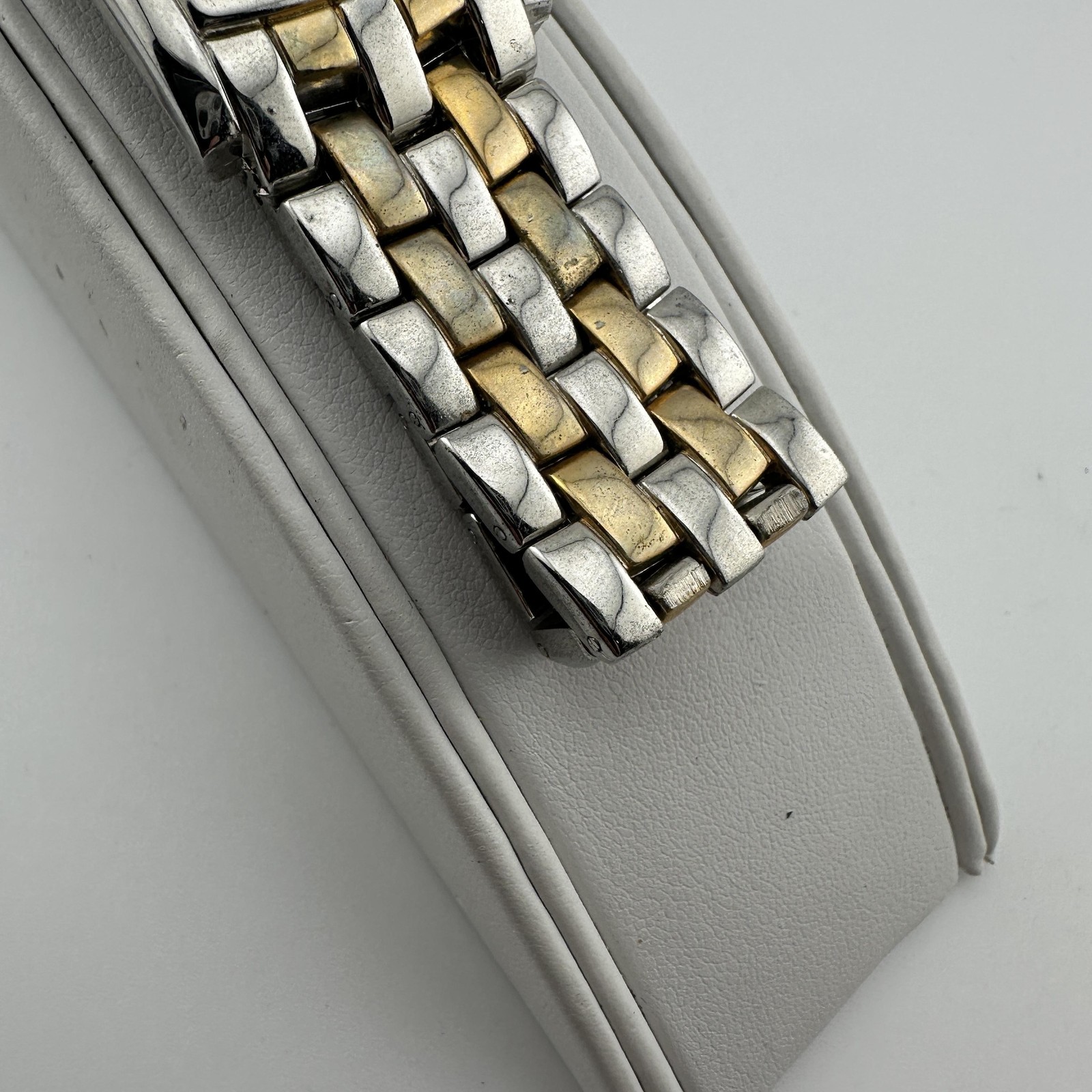 Celebrity Quartz Watch Rectangular Tank Two-Tone Roman Numeral Date Japan Movt