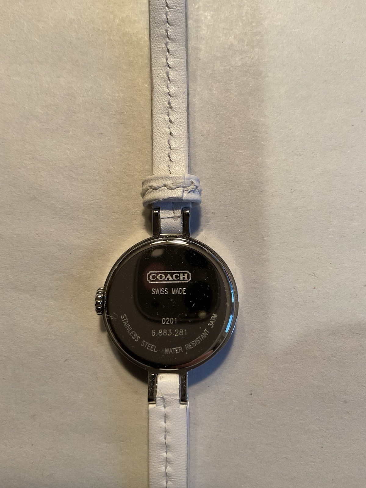 Coach Scribbles Watch Multicolor Logo Dial White Band Swiss Made Needs Battery