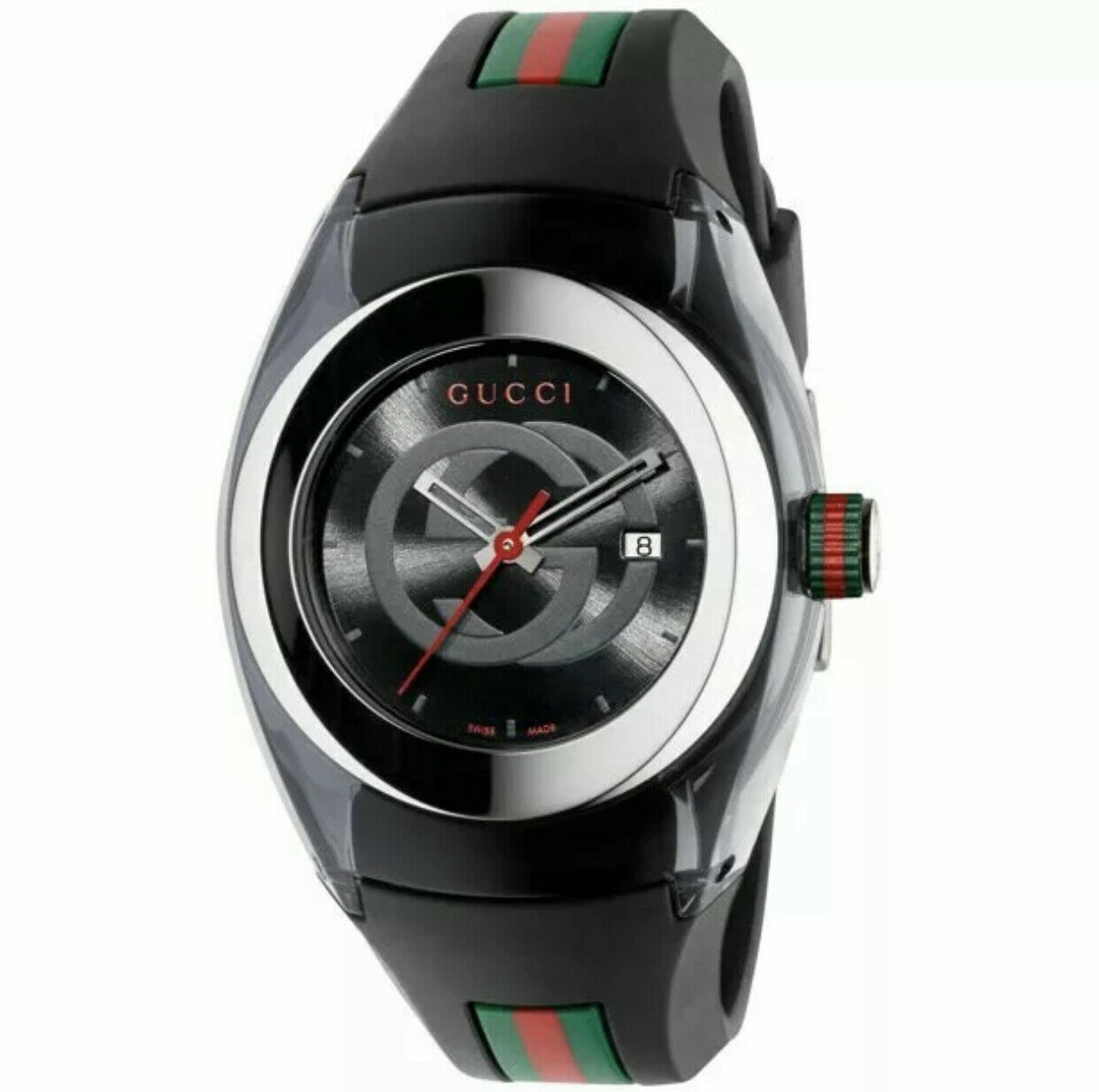 New Gucci Sync XXL 46mm YA137101 Black Rubber Band Black Dial Unisex Watch