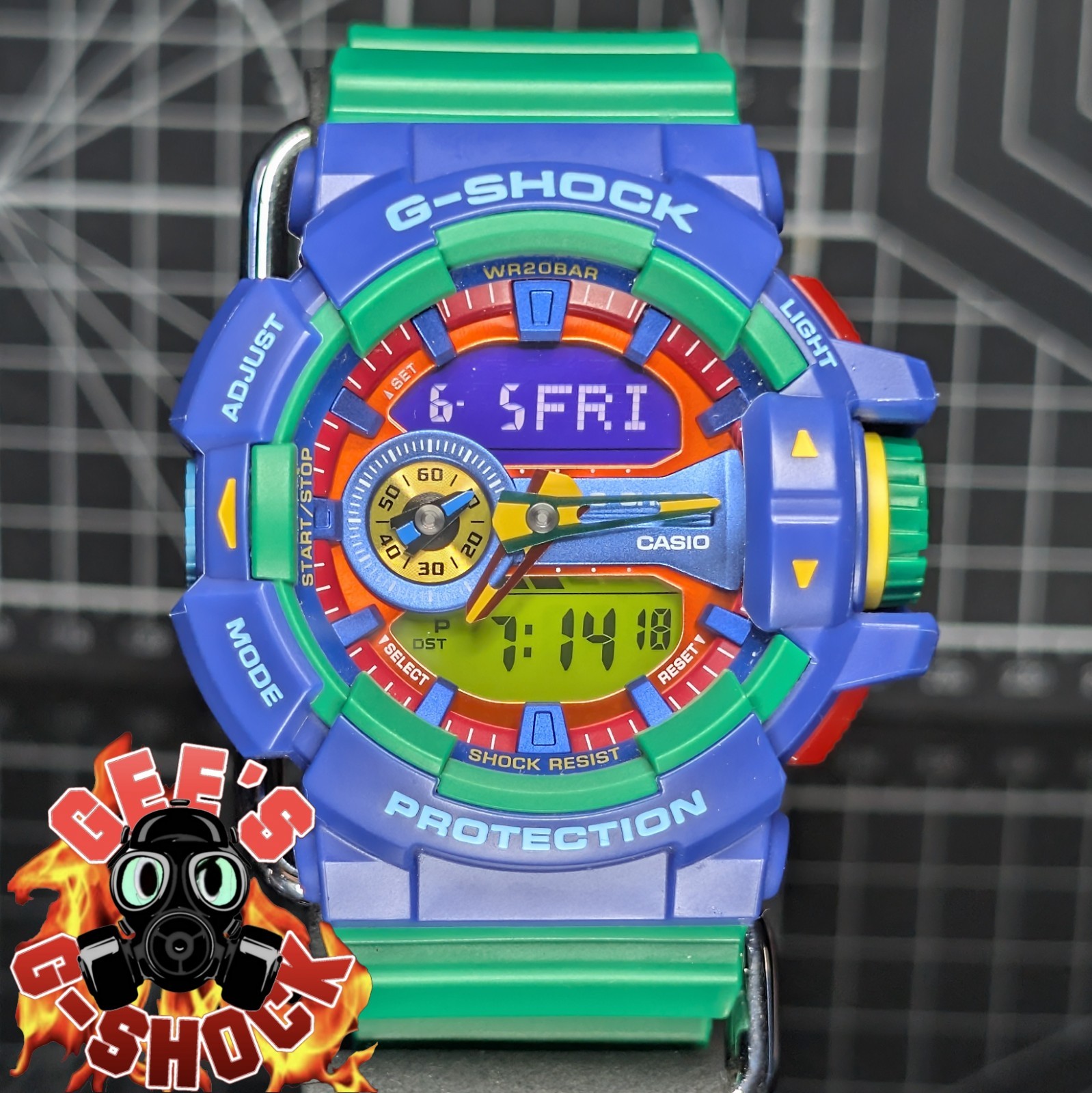 Casio G-Shock HYPER COLOURS GA-400 Blue Green Big Case Analog Digtal GA-400-2A